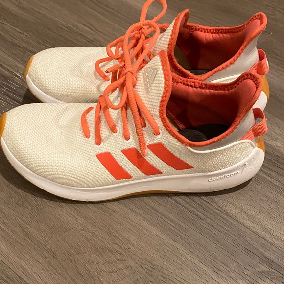 adidas Shoes - Adidas Cloudfoam White and Bright Orange Sneakers